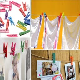 Kleine Houten Klemmen, 100 Stuks Mini Wasknijpers, Kleurrijke Houten Pegs voor Foto's, Collages en Postkaarten — thumbnail 3