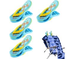 Strandhanddoekclips - 4 stuks - strandslippers - handdoek klem - Strandlaken klem - Knijpers - Handdoekknijpers - Winddicht - voor strandstoelen, wasgoed, badhanddoek - Blauw