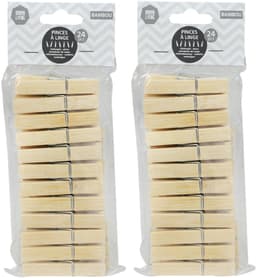 Urban Living Basic Size wasknijpers - 48x - bamboe - 7 cm — thumbnail 2