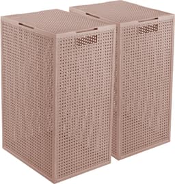 Curver Kaya Wasmand met deksel - 60L - 2 stuks - 38x29x58,5 cm - Warm Taupe — thumbnail 1