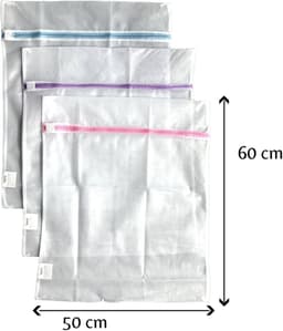 Waszak - Wasnetten groot met rits 3 stuks - microvezeldoek 1 stuk - Wit - Roze - Blauw - Paars - 60 x 50 cm - Incl. verzenden - Ritssluiting - Wasnetjes - Washing Bag - Waszakken - Wasnetje bh lingerie - Transparant - 100% polyester - Wassen — thumbnail 3