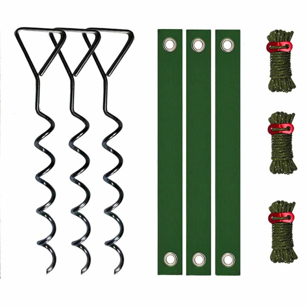 Meedeer Grondankers-Grondpennen 3 Stuks (40cm)-Spiraalharing -Ankerset-Met 3 Spanbanden-Voor Trampoline,Boomstronk, tent,Hondenlijn — afbeelding 1