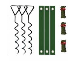 Meedeer Grondankers-Grondpennen 3 Stuks (40cm)-Spiraalharing -Ankerset-Met 3 Spanbanden-Voor Trampoline,Boomstronk, tent,Hondenlijn — afbeelding 1