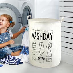 Wasmand - Opbergmand 60 ltr - Wasbox Opvouwbaar - Mand Rond met handvaten - Speelgoedmand - Wassorteerder - Woon Accessoires - Stoffen Wasmand - Ideaal voor Wasmiddel, Speelgoed & Huisdierbenodigdheden — thumbnail 4