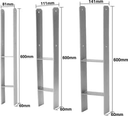 Paalanker H-model - Grondanker Palen - Houtconstructies Plaatsen - Verzinkt Staal Corrosiebestendig - 81x600mm 6 Stuks — thumbnail 4