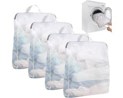 Set van 4 Grote Wasnetten voor de Wasmachine 50 x 60 cm - Herbruikbare Waszakken met Handvatten en Rits voor Ondergoed, Bh's en Truien
