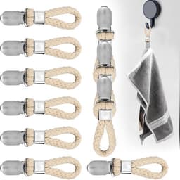 REWYTAZ-Set van 10 -Hangende theedoeken clips - Metalen keukenhanddoek hangers - Geschikt voor thuis, keuken en badkamer - Handige haak clips met lus — thumbnail 1