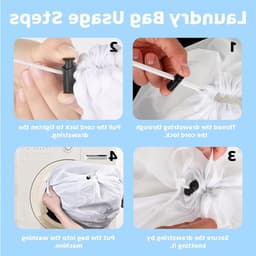 Dailygoods - Set van 2 zakken voor het wassen met trekkoord, duurzaam, slijtvast, anti-klitten, anti-beschadiging, geschikt voor wasmachine, wasmand, schoenwaszak, waszak — thumbnail 5