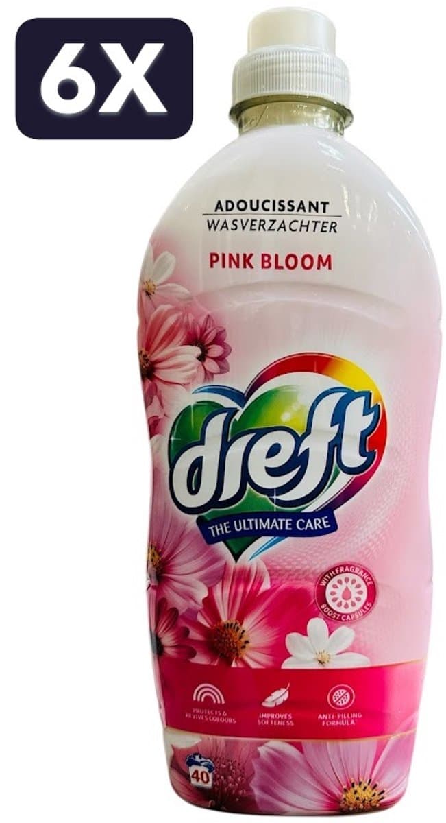 Dreft ultimate care - Wasverzachter - pink bloom - 6x 40sc / 1L — afbeelding 1
