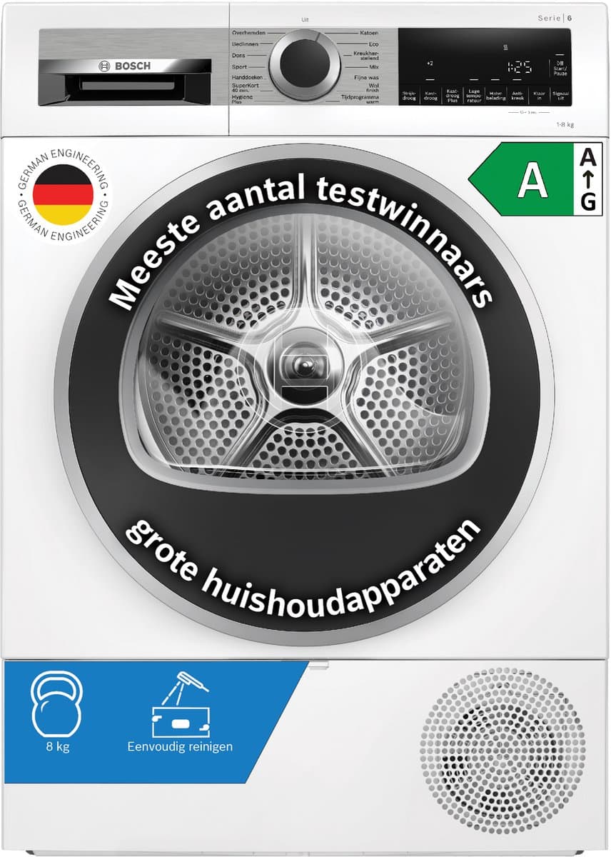 Bosch WQG233DLNL Serie 6 - Warmtepompdroger - Wasdroger - Extra stil- 8 kg — afbeelding 1