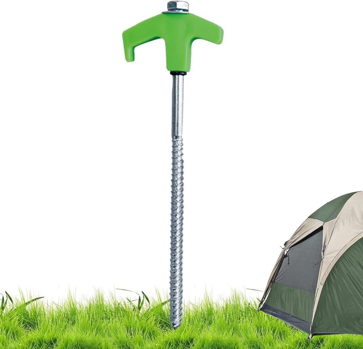 Grondanker Schroefharingen - Tentharingen Robuust - Tent Opbouwen - Licht in Donker - 20 cm - Groen — afbeelding 1