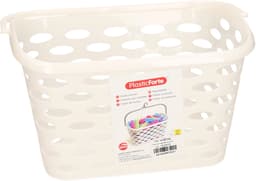Plasticforte Wasknijpers ophang mandje aan haak - 2x - 26 x 15 x 21 cm - creme wit - kunststof — thumbnail 5