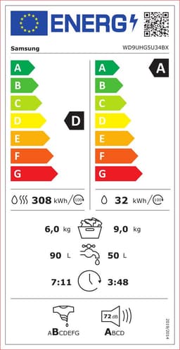 Samsung 5000-serie WD9UHG5U34BX - Was-droogcombinatie - Ecobubble - Superspeed - Inox - 5 jaar garantie in Nederland — thumbnail 2