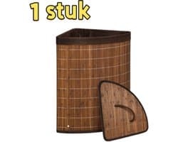 1 stuk - Wasmand - Inhoud 55 liter - Met afneembaar deksel - Geschikt voor opslag en badkamer - 38 cm x 38 cm x 57 cm - Bruin
