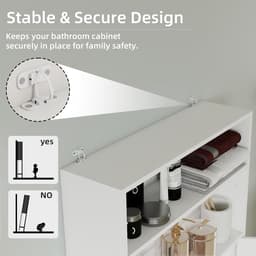 Wasmachine Kast - Badkamerkast Opbergkast - Ruimte Besparen - Met Deuren Planken - 185 x 63 cm - Wit — thumbnail 2