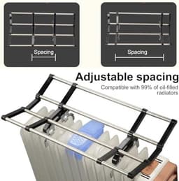 Radiator Droogrek - Kledingdroger Verwarming - Kleding Drogen - Met Luchtbevochtiger - 14-24 inch - Zwart Wit — thumbnail 5