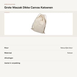 Dailygoods- Waszak Dikke Canvas Katoenen Tas - Opbergtas voor Wasgoed - Huishoudelijke Waszak - Trekkoordsluiting - 22 * 28 cm - Biologisch Materiaal — thumbnail 4