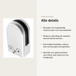 Dailygoods- Glazen Klemmen 10 Stuks - 6-8mm Roestvrijstalen Beugels - Klemhouder voor Glasplaat - Antislip Grip - Veilig en Stevig - Glasklem — thumbnail 4