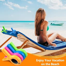 8 stuks grote handdoekclips voor strandstoelen - Handdoekhouder voor strandstoel, zwembadstoel op een cruiseschip - Extra grote, stevige wasknijpers - Strandstoelclips, onmisbare strandaccessoires - 4 kleuren — thumbnail 4