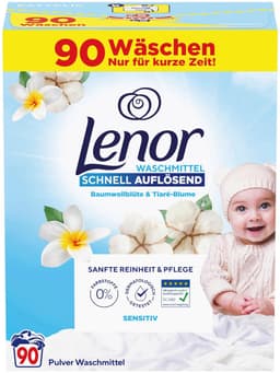 Lenor Sensitive Waspoeder – 4,95 kg – 90 Wasbeurten – Snel Oplosbaar – Voor Gevoelige Huid — thumbnail 2