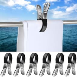 PromoHome 6 stuks handdoekklemmen voor strandstoelen - roestvrij staal - windvaste strandhanddoekclips met beschermhoes - 12 cm — thumbnail 1