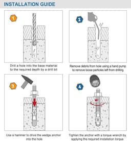 Wigankers Beton - Verzinkte Bevestiging - Zware Constructies Bevestigen - Voor Zware Belasting - 3/8" x 5" 20 Stuks - Verzinkt — thumbnail 4