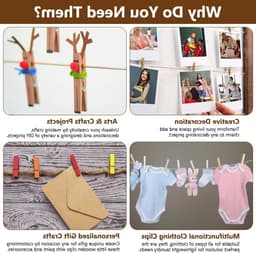 Houten Wasknijpers 150 Stuks van 3.5 cm met 10m Jute Touw voor Kleding, Foto's en Handwerk — thumbnail 3