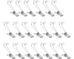Wasknijpers Roestvrij Staal - Kledinghaken Clips - Kleding Drogen - Gladde Randen - 10 stuks - Zilver