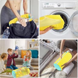Set van 2 Schoenwaszakken voor de Wasmachine, 360° Reiniging, Multi-Laundry Tas voor Sneakers en Sportschoenen, Geschikt voor Wasmachine en Droger met Reinigingsfleece (Geel) — thumbnail 3