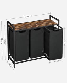 Jurrys Badkamerkast - Wasmand - Badkamermeubel - Stijlvol - Ruimtebesparend - Industrieel - Mdf - Staal - 92.5x33x72cm - Zwart — thumbnail 2