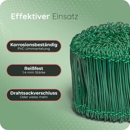 Draadzaksluitingen - Binddraad Sluitingen - Zakken Sluiten - Groene Plastic Coating - 1000 Stuks - Groen — thumbnail 5