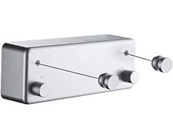 Intrekbare waslijn indoor outdoor kleding touw zware roestvrijstalen lijn waslijn voor badkamer hotelstijl 13,8 voet met ABS case+aluminium (twee lijnen (boor), blauw grijs)