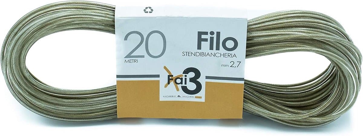 Waslijn Staalkabel - Kledinglijn Buiten - Droogkleding Buiten - Extra Sterke Coating - 20 Meter - Transparant — afbeelding 1