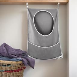 2-delige Handige Hangende Waszakken - Ruimtebesparend en Waterdicht - Grote Capaciteit voor Vuile Kleding - Ideaal voor Thuis en Op Reis (50 x 77 cm, Grijs) — thumbnail 3