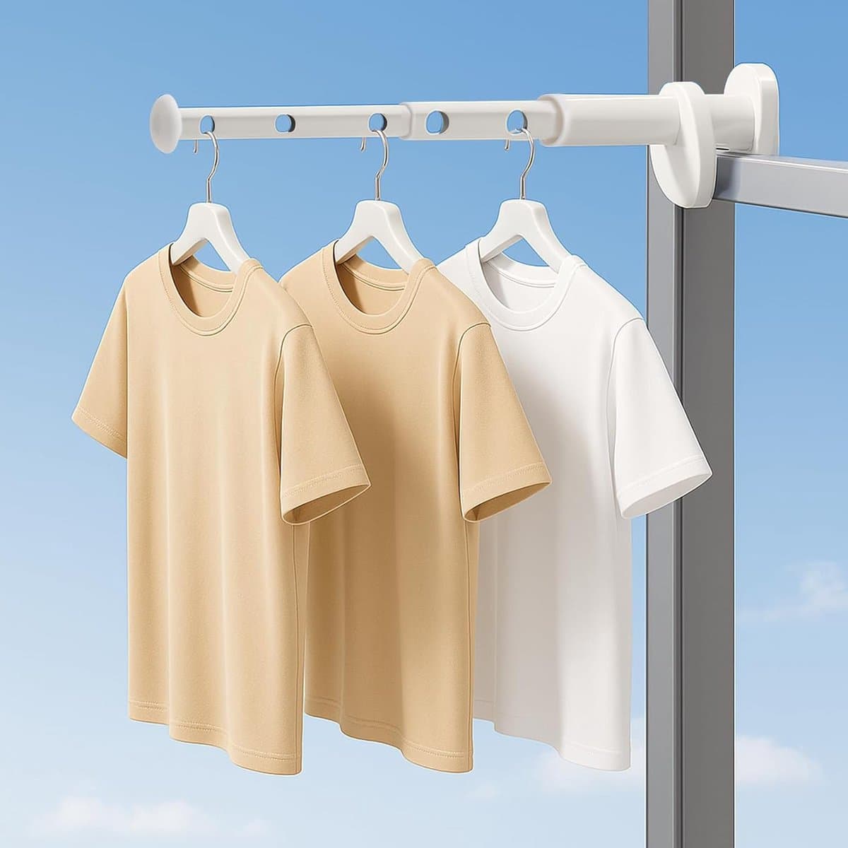 Compact Uitschuifbaar Wasrek - Draagbaar en Ruimtebesparend voor 7 Kledingstukken - Voor Hotel, Camping, Balkon en Thuis — afbeelding 1