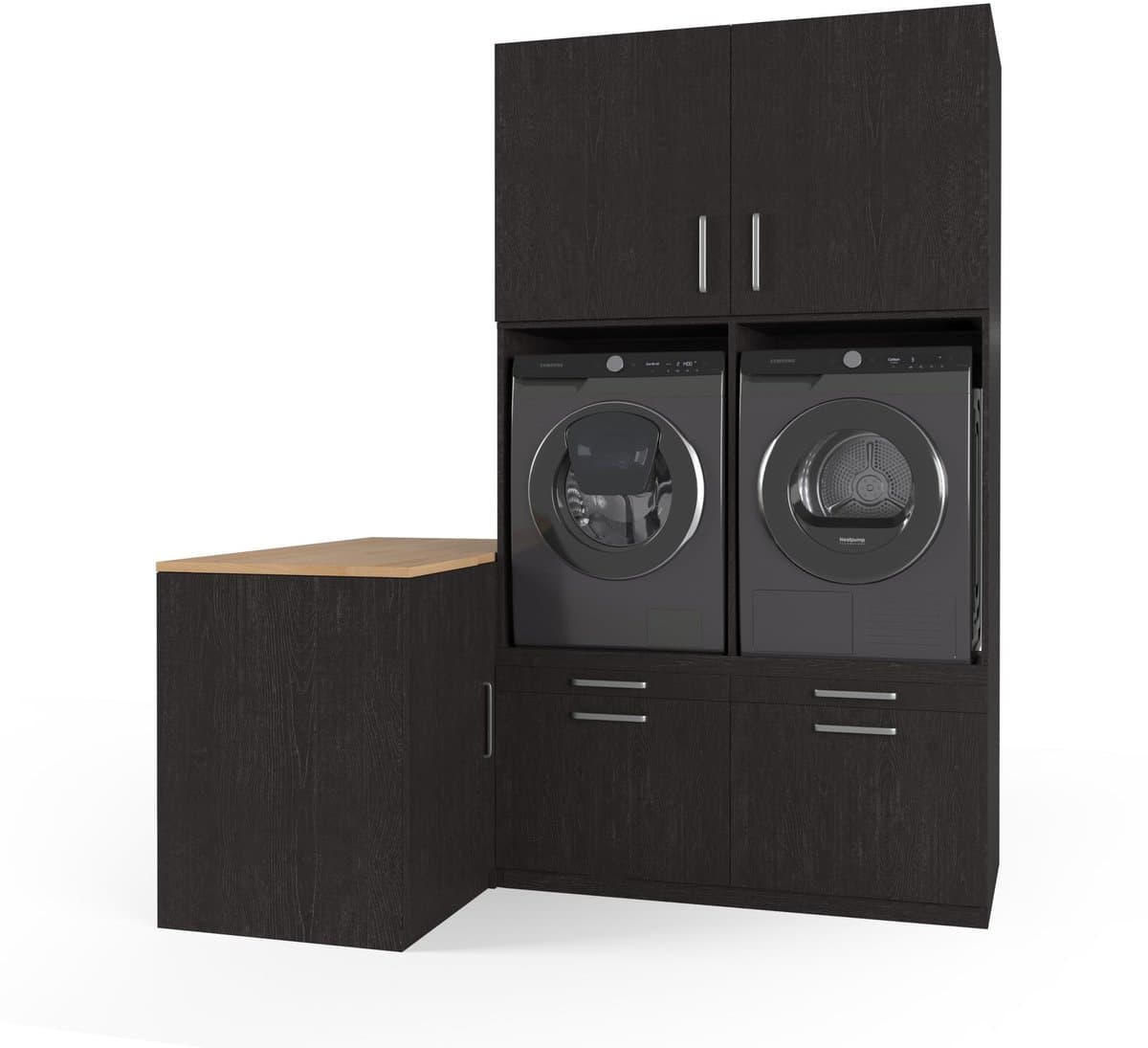 Wasophoogte® Wasmachine Kast Cape Town - Wasmachine verhoger - Wasmachine ombouw - 700(D)*2030(B)*2350(H) mm - Zwart — afbeelding 1