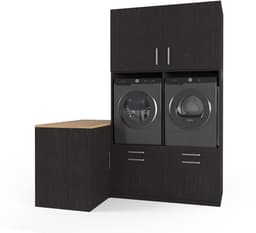 Wasophoogte® Wasmachine Kast Cape Town - Wasmachine verhoger - Wasmachine ombouw - 700(D)*2030(B)*2350(H) mm - Zwart — thumbnail 1