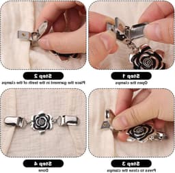 Vintage Kledingknijpers Set van 3, Perfect voor Sweaters, Sjaals en Cardigans voor Dames (Strik, Bloem, Rechthoek) — thumbnail 3