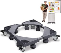 Aufun Verstelbare wasmachine basis 8 voet met rolwagen verplaatsbare voetstukken en frame voor wasmachine, droger, koelkast (grijs) — thumbnail 1