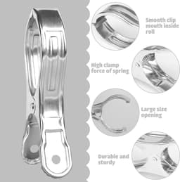 30 stuks - Winddichte clips van roestvrij staal - Clips voor zwembadafdekkingen - Gordijnclips - Kledingclips van metaal - Sterk en duurzaam - Roest niet snel - Zilver - 2*13cm - Geschikt voor balkon, zwembad, kledingkast — thumbnail 5