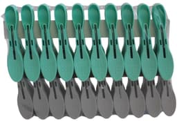 HL - Wasknijpers - Was - Knijper - 40 stuks - groen/grijs - kunststof - sterke grip. — thumbnail 1