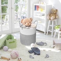 Ibenzoa® Gevlochten Wasmand van Katoen, 60 Liter, Draagbaar met Handvat en Opvouwbaar Design — thumbnail 2