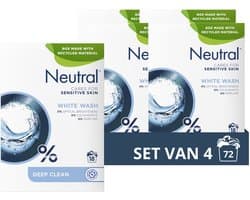 Neutral Waspoeder - Parfumvrij Wit - dermatologisch getest en hypoallergeen - 4 x 18 wasbeurten - Voordeelverpakking