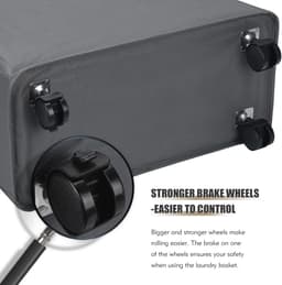 SnelShoppen - 25-Inch Smalle Wasmand op Wielen - Vouwbare Rolwasmand voor Kleding - Donkergrijs - 52L Capaciteit - Ideaal voor Kleine Ruimtes — thumbnail 3