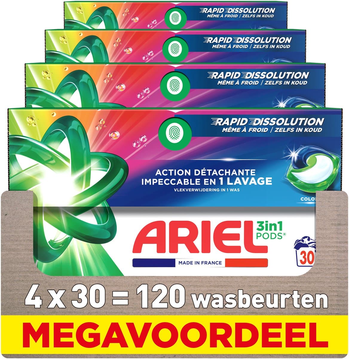 Ariel 3in1 Wasmiddel Pods Kleur- 4 x 30 stuks - 120 wasbeurten — afbeelding 1