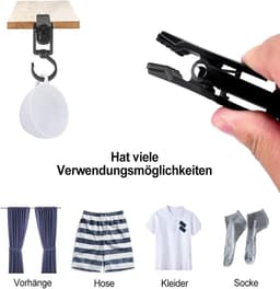 20 Draaibare Wasknijpers Cliphaken voor Kleding Gordijnen Hoeden Zwart en Wit. — thumbnail 3