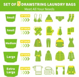 Set van 5 Wasnetten voor Bescherming en Organisatie van Kleding tijdens het Wassen — thumbnail 5