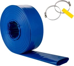 Afvoerslang, 38 mmx 32 M, Plat Gegolfde Pvc-Weefsel Slang, Heavy-Duty Terugloopslang met Klemmen, Weerbestendig en Breukvast — thumbnail 3