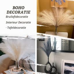30 Stukken Gedroogd Pampire Gras, Gele Naturalnh - Fluffy Kunstbloemen en Decoratie voor Boho Bruiloft en Woondecoratie — thumbnail 3
