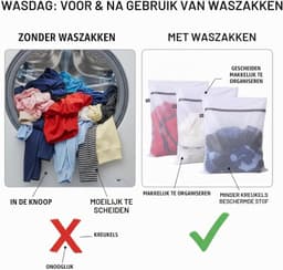 Wasnetjes voor Wasmachine - Wit - 25,4 x 30,5 cm - Fijnmazige Zak met Rits - Voor Delicate Kleding — thumbnail 3